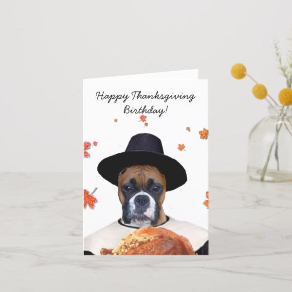 Thanksgiving boxer dog notecardj holiday card