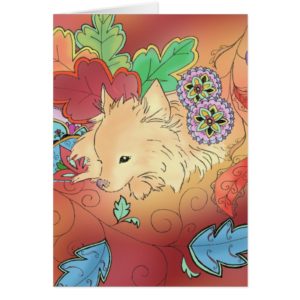 Thinking Pomeranian card (blank)