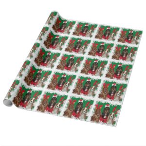 Three Cavalier King Charles Spaniels Snowflakes Wrapping Paper