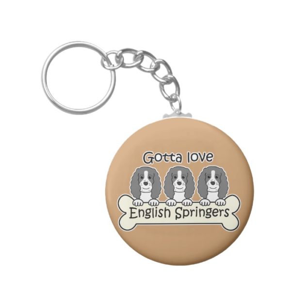 Three English Springer Spaniels Keychain
