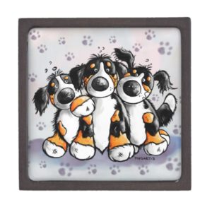 Three Funny Bernese Mountain Dogs Gift Box