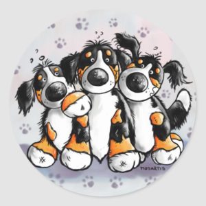 Three Funny Bernese Mountain Dogs Sticker