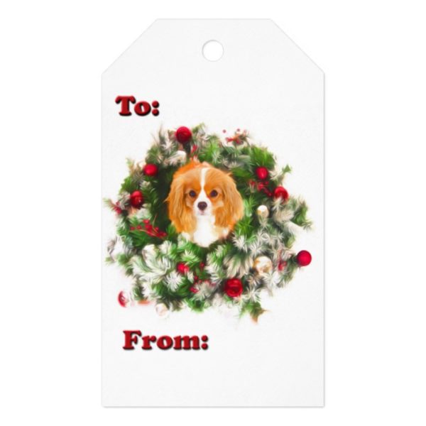 To: & From: Cavalier King Charles Wreath Gift Tags