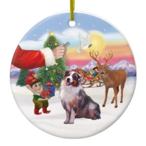 Treat for an Australian Shepherd (merle) Ceramic Ornament