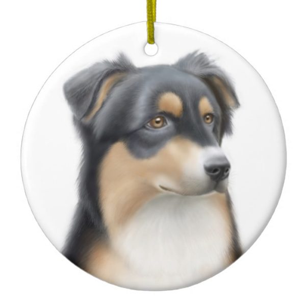 Tricolor Australian Shepherd Dog Ornament