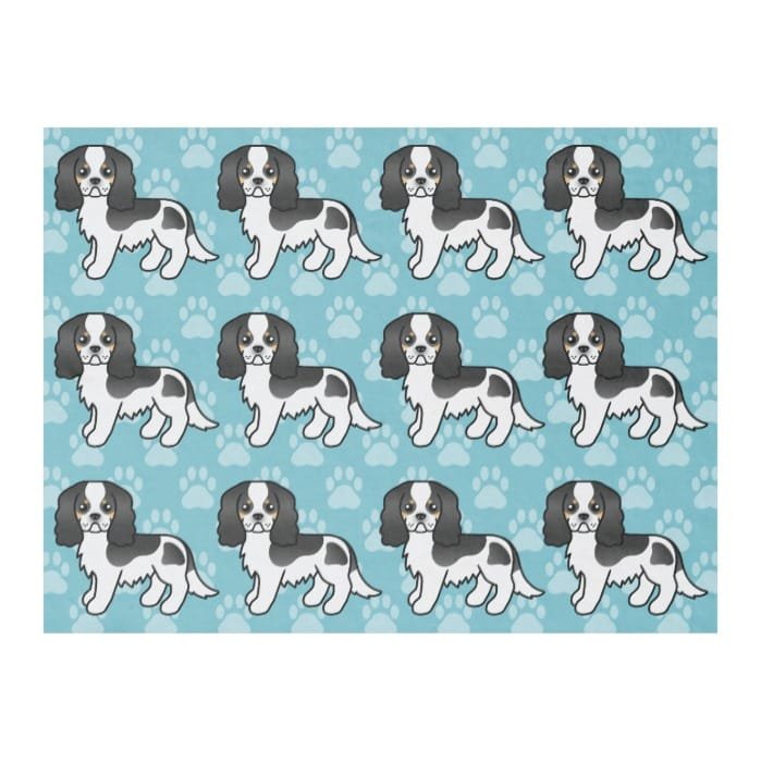 Tricolor Cavalier King Charles Spaniel Cartoon Dog Fleece Blanket
