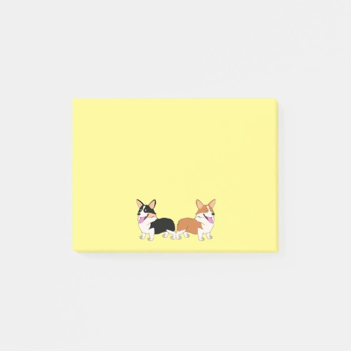 Two Cartoon Welsh Corgis Post-it Notes