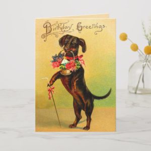 Vintage Dachshund Birthday Card