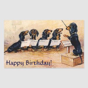 Vintage dachshunds quartet singing rectangular sticker