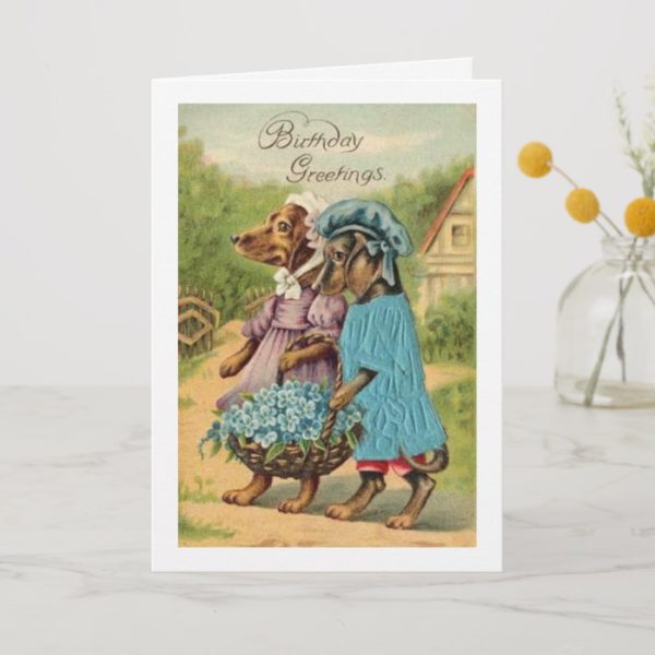 Vintage Happy Birthday Dachshunds, Card