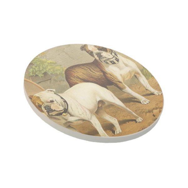 Vintage Painting of English Bulldogs Drink Coaster