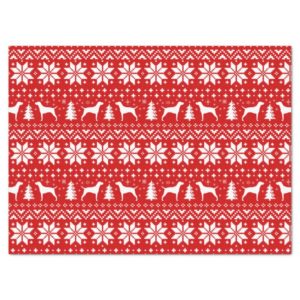 Vizsla Silhouettes Christmas Pattern Red Tissue Paper
