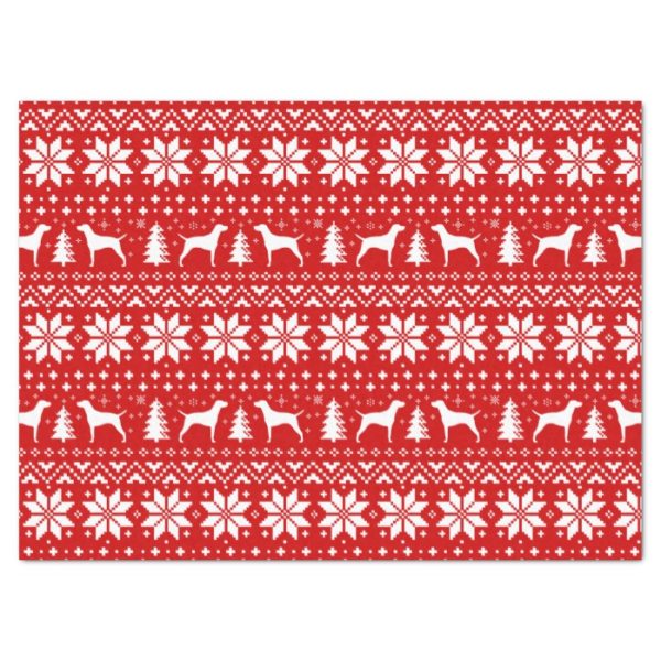 Vizsla Silhouettes Christmas Pattern Red Tissue Paper