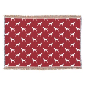 Vizsla Silhouettes Pattern Red Throw Blanket