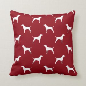 Vizsla Silhouettes Pattern Red Throw Pillow