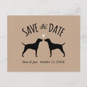 Vizsla Silhouettes Wedding Save the Date Announcement Postcard