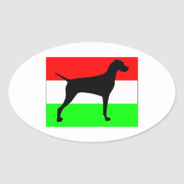 vizsla silo Hungary-Flag.jpg Oval Sticker