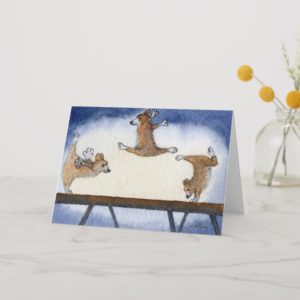 Welsh Corgi dog artistic gymnastics Card