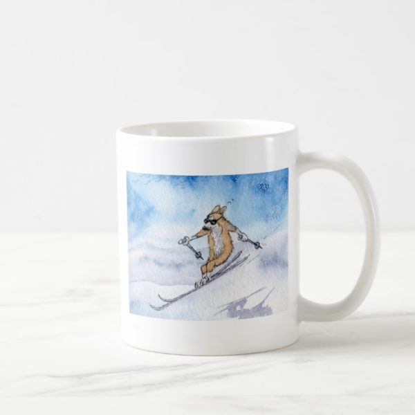 Welsh Corgi dog skiing Coffee Mug