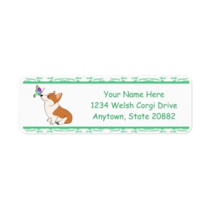 Welsh Corgi with Butterfly Label