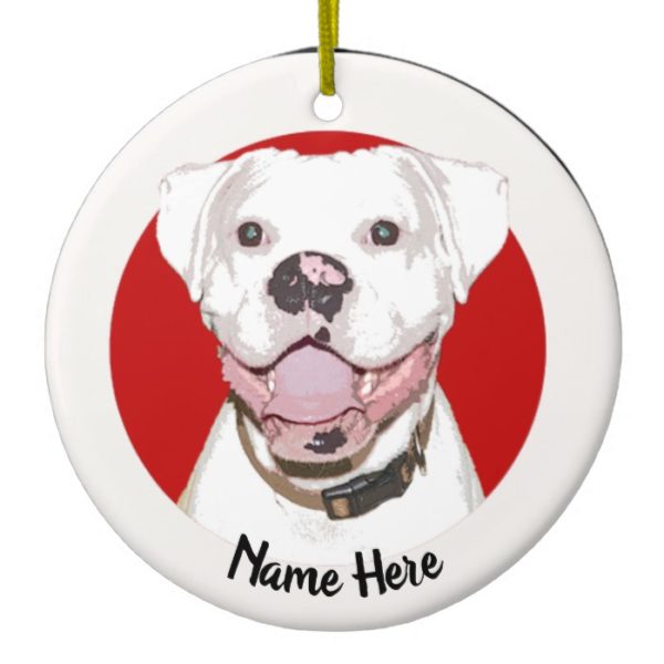White Boxer Dog Christmas Ornament