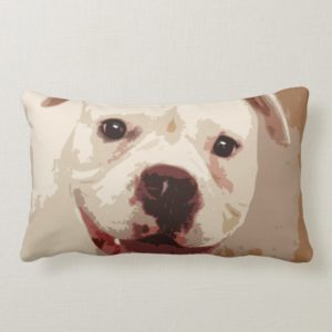 white Boxer Dog Lumbar Pillow