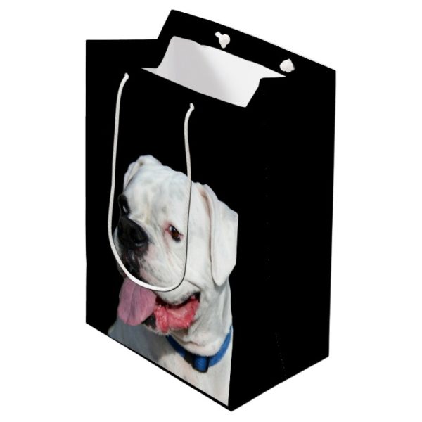 White Boxer dog Medium Gift Bag