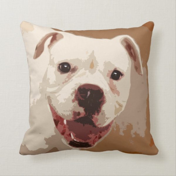 white Boxer Dog Throw Pillow