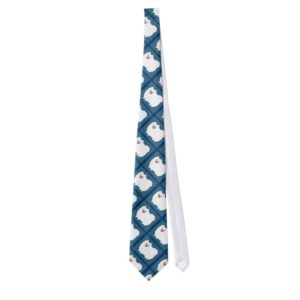 White Pomeranians Pattern Neck Tie