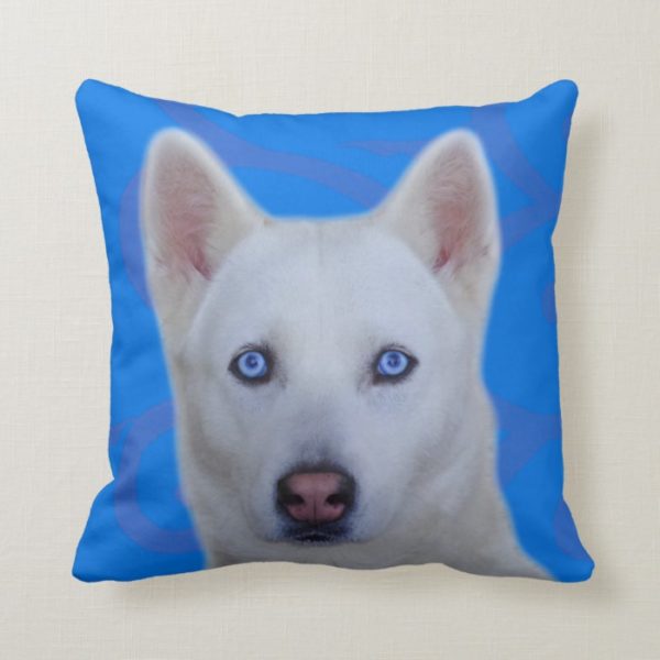 White Siberian Husky Throw Pillow