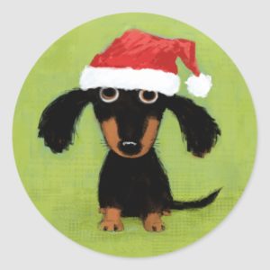 Wiener Dog Santa | Cute Christmas Dachshund Classic Round Sticker