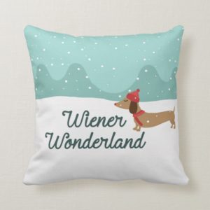 Wiener Wonderland Dachshund Christmas PIllow