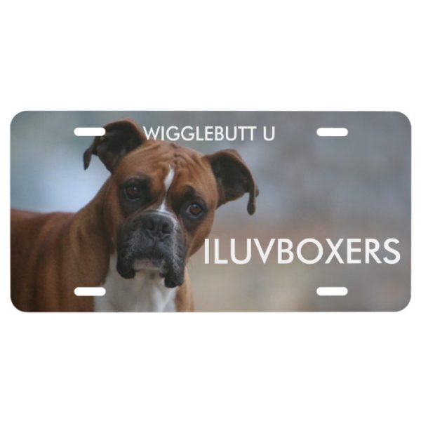 Wigglebutt U "I Love Boxers" License Plate