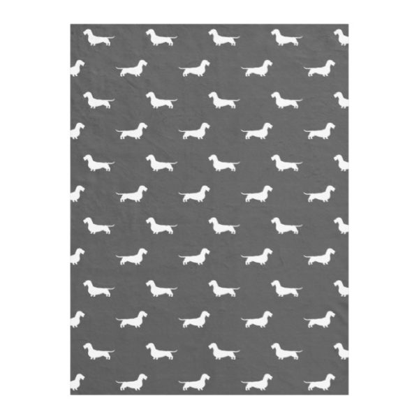 Wire Haired Dachshund Silhouettes Pattern Grey Fleece Blanket