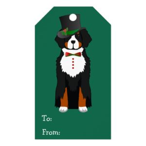 Xmas Bernese Mt Dog Holiday Tuxedo Gift Tags