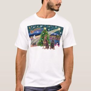 Xmas Magic-Doberman Pair T-Shirt