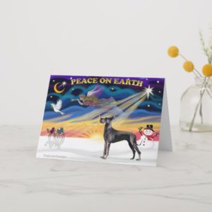 Xmas Sunrise - Blue Great Dane Holiday Card