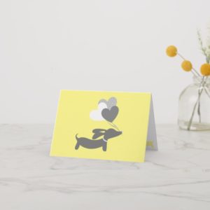 Yellow Gray Dachshund Baby Shower Thank You Cards