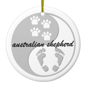 yin yang australian shepherd ceramic ornament